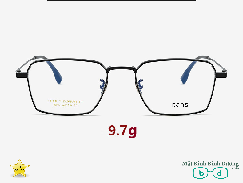 Gọng kính titan vuông 2055 tối giản tinh tế
