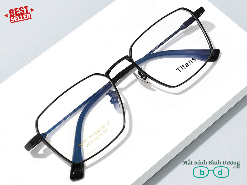 Gọng kính titan vuông 2055 tối giản tinh tế