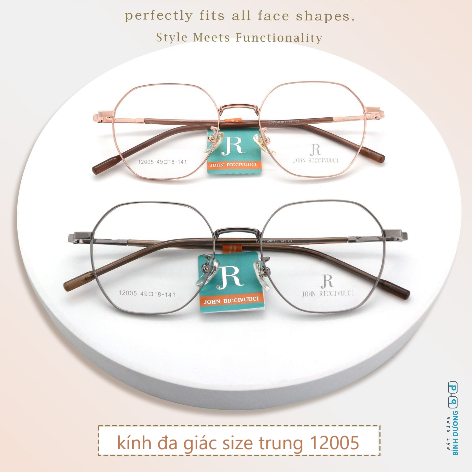 Gọng kính đa giác vuông 12005 Mắt Kính Bình Dương