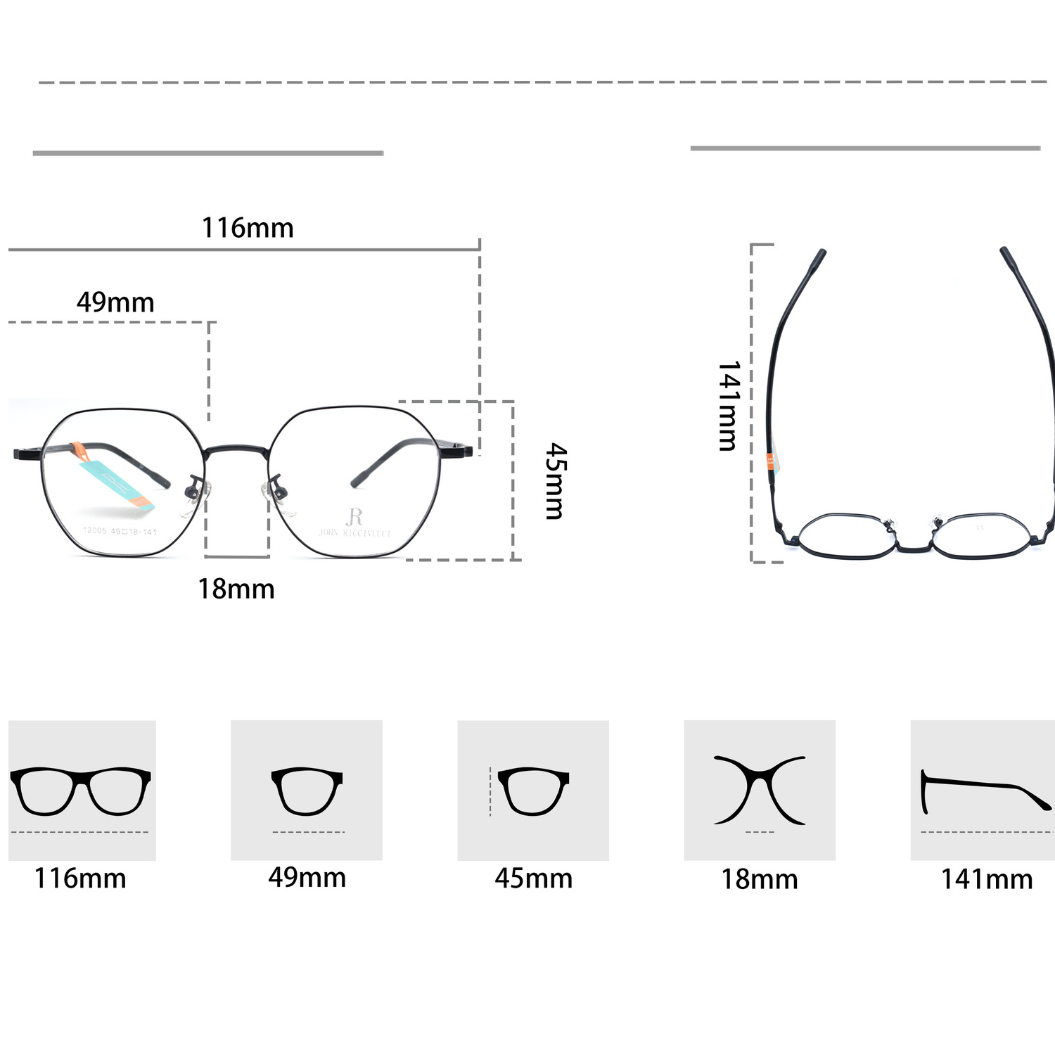 Gọng kính đa giác vuông 12005 Mắt Kính Bình Dương
