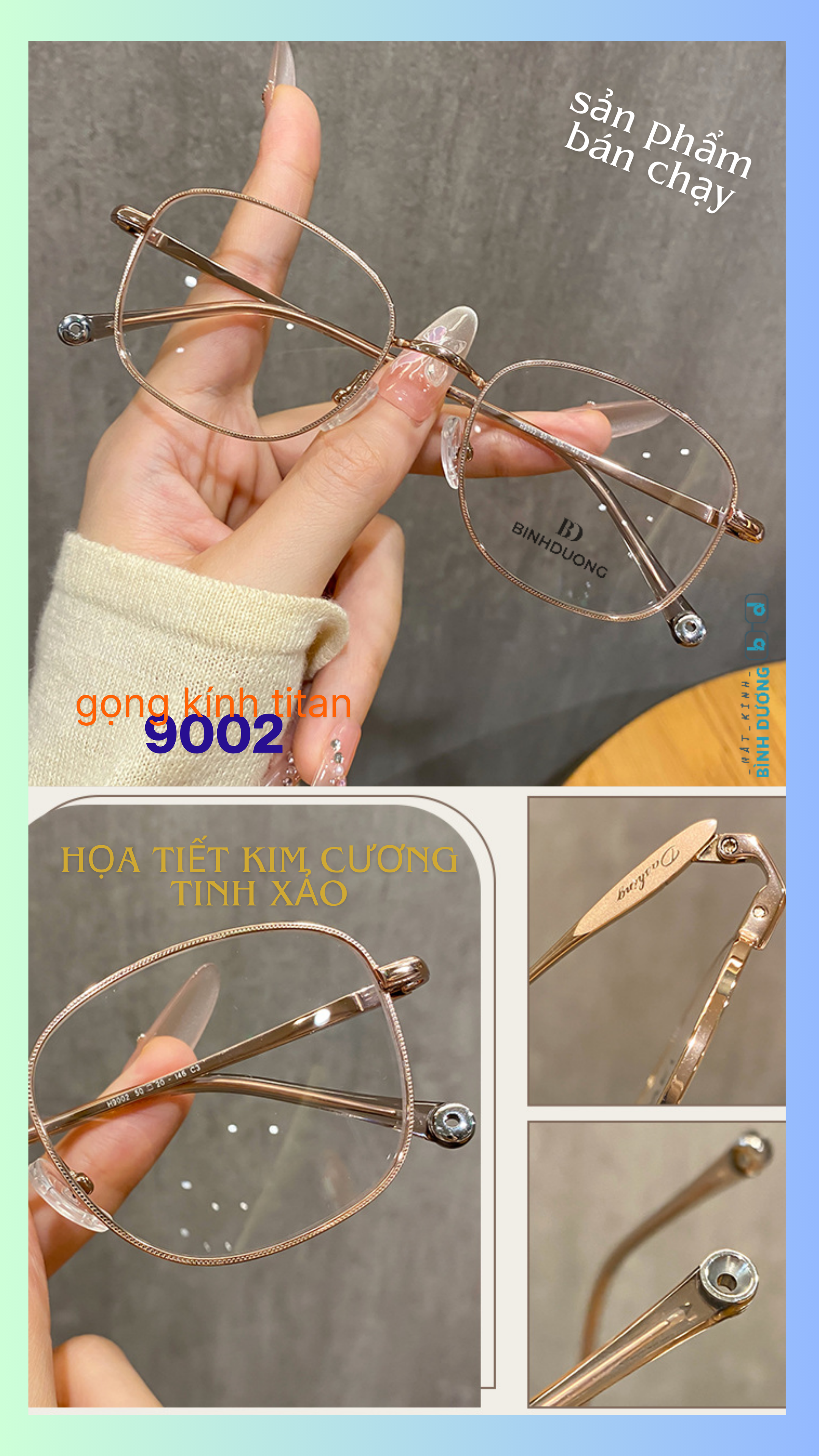 Gọng kính Titan mix 9002 Mắt Kính Bình Dương