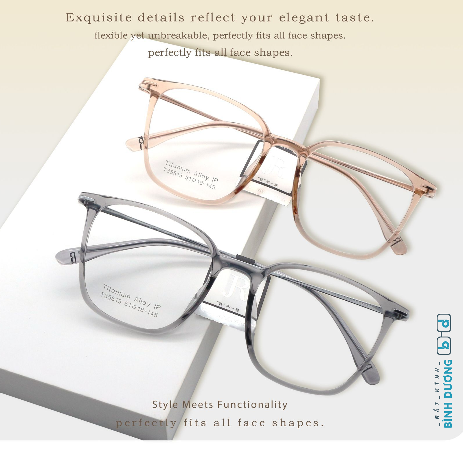 Gọng kính vuông nhẹ 35513 Mắt Kính Bình Dương