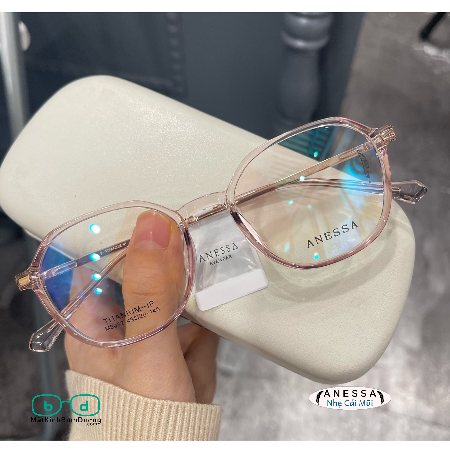 Gọng kính cận đa giác Anessa M8032 thời thượng