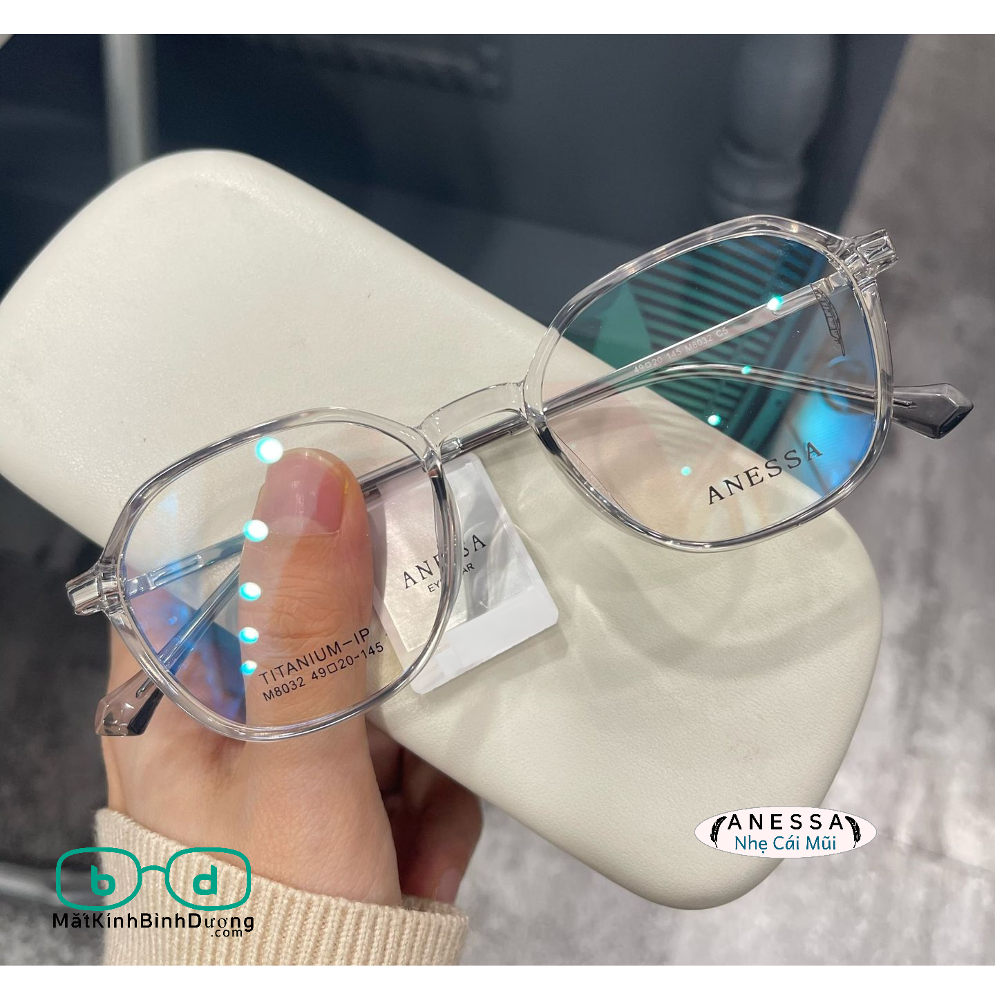 Gọng kính cận đa giác Anessa M8032 thời thượng