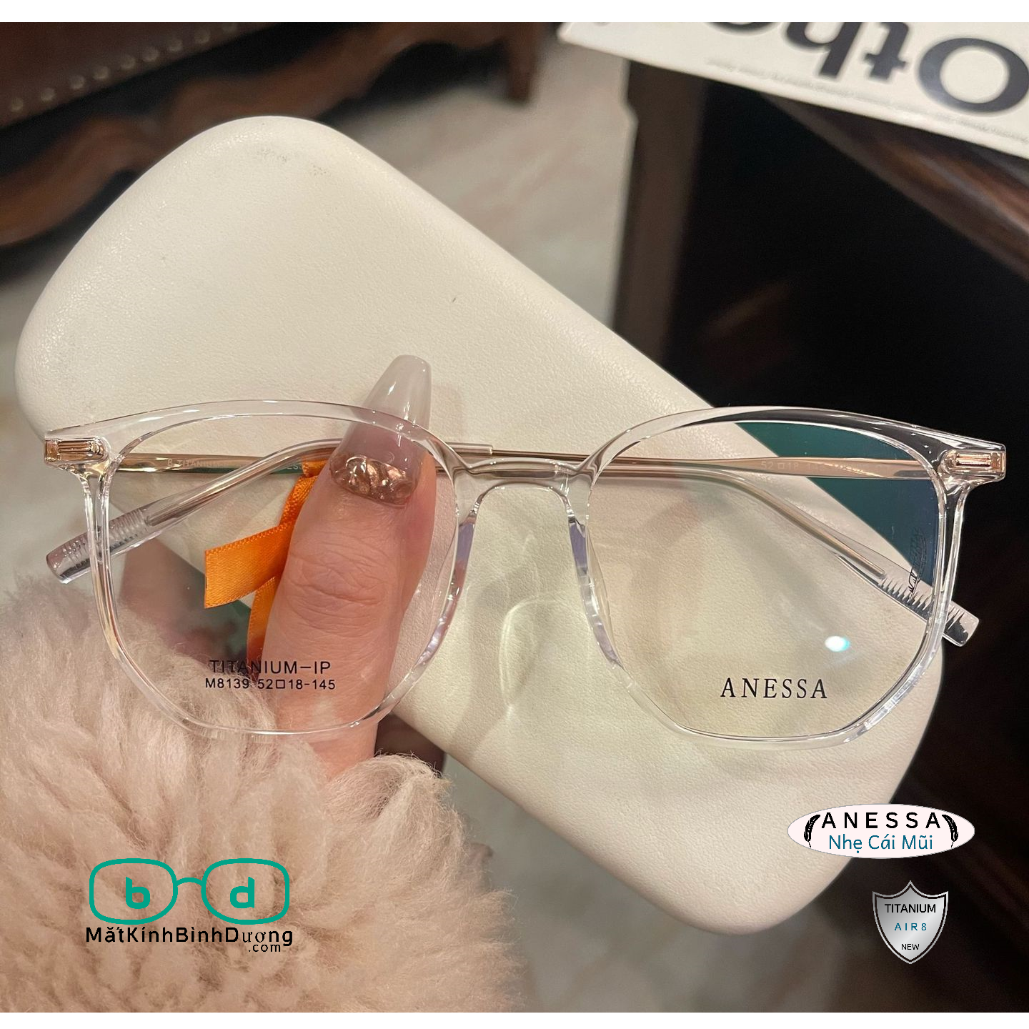 Gọng kính cận đa giác Anessa M8139 thời thượng