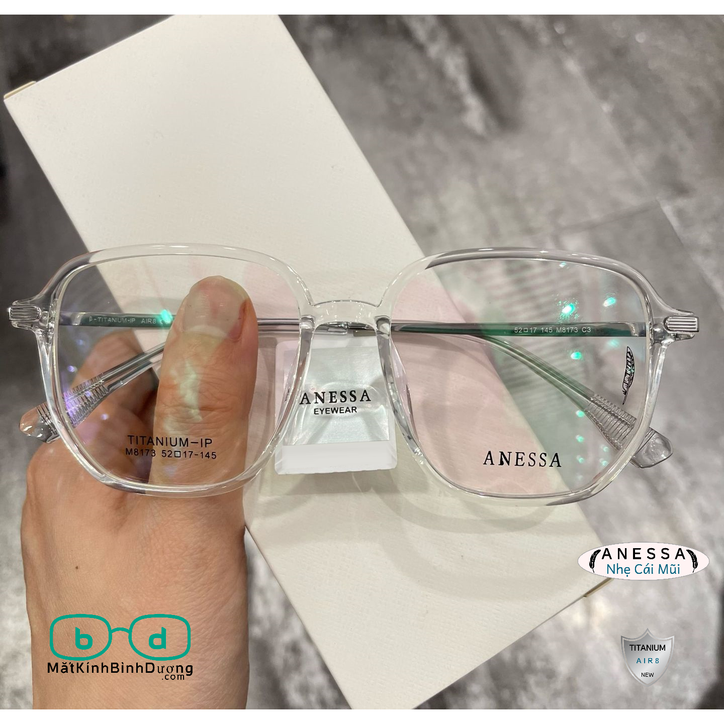 Gọng kính cận đa giác Anessa M8173 thời thượng