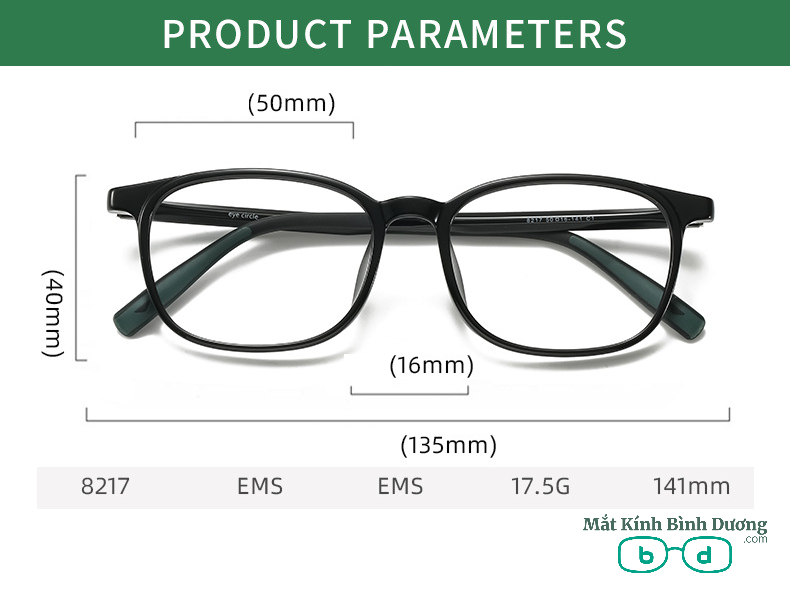 Gọng kính cận dẻo 8217 nhựa nhẹ thế hệ mới