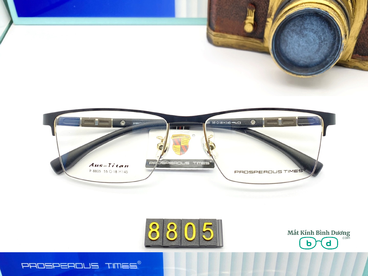 Gọng kính kim loại 8805 dáng vuông càng dẻo