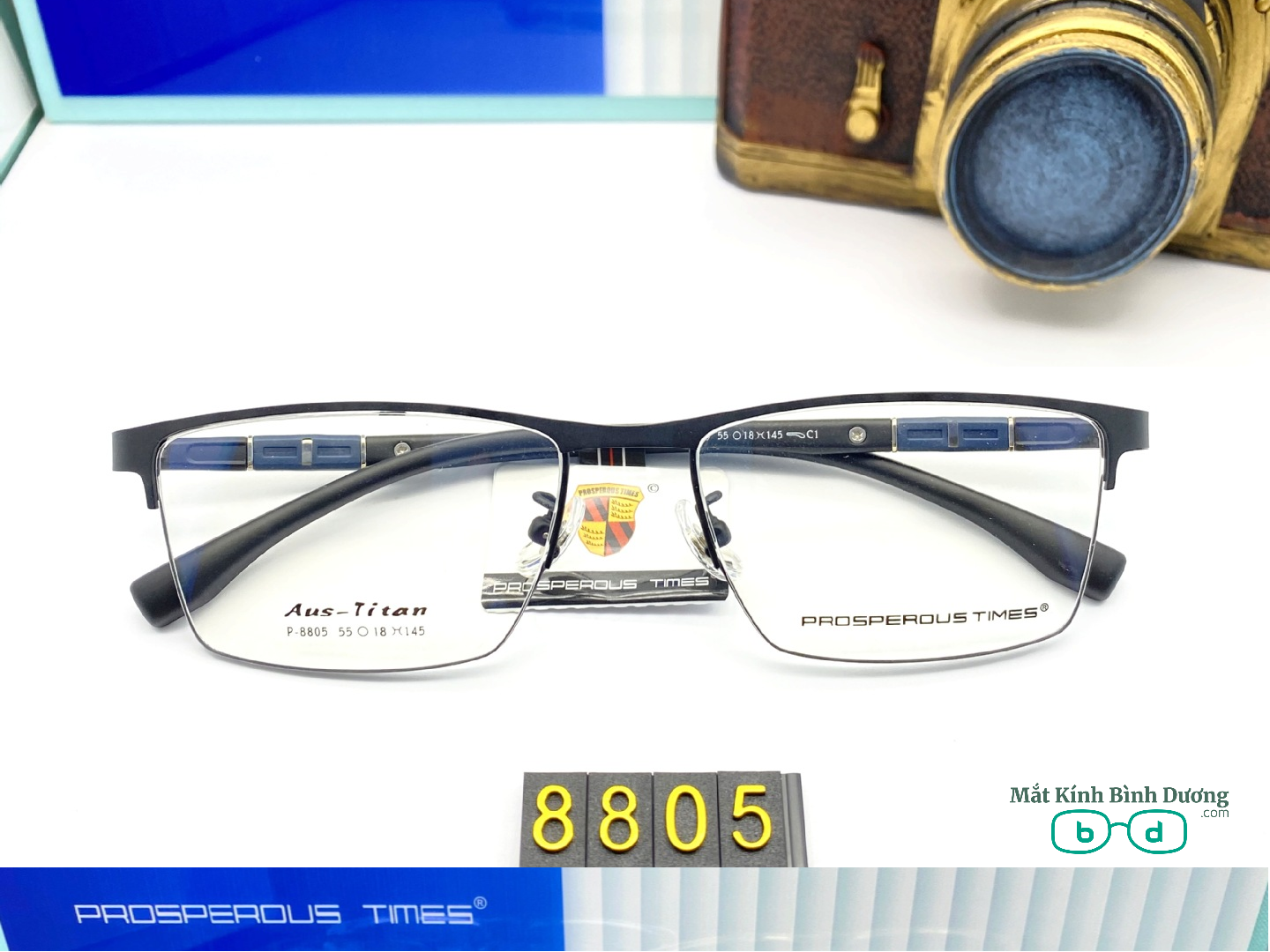 Gọng kính kim loại 8805 dáng vuông càng dẻo