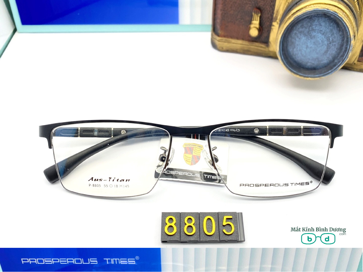 Gọng kính kim loại 8805 dáng vuông càng dẻo