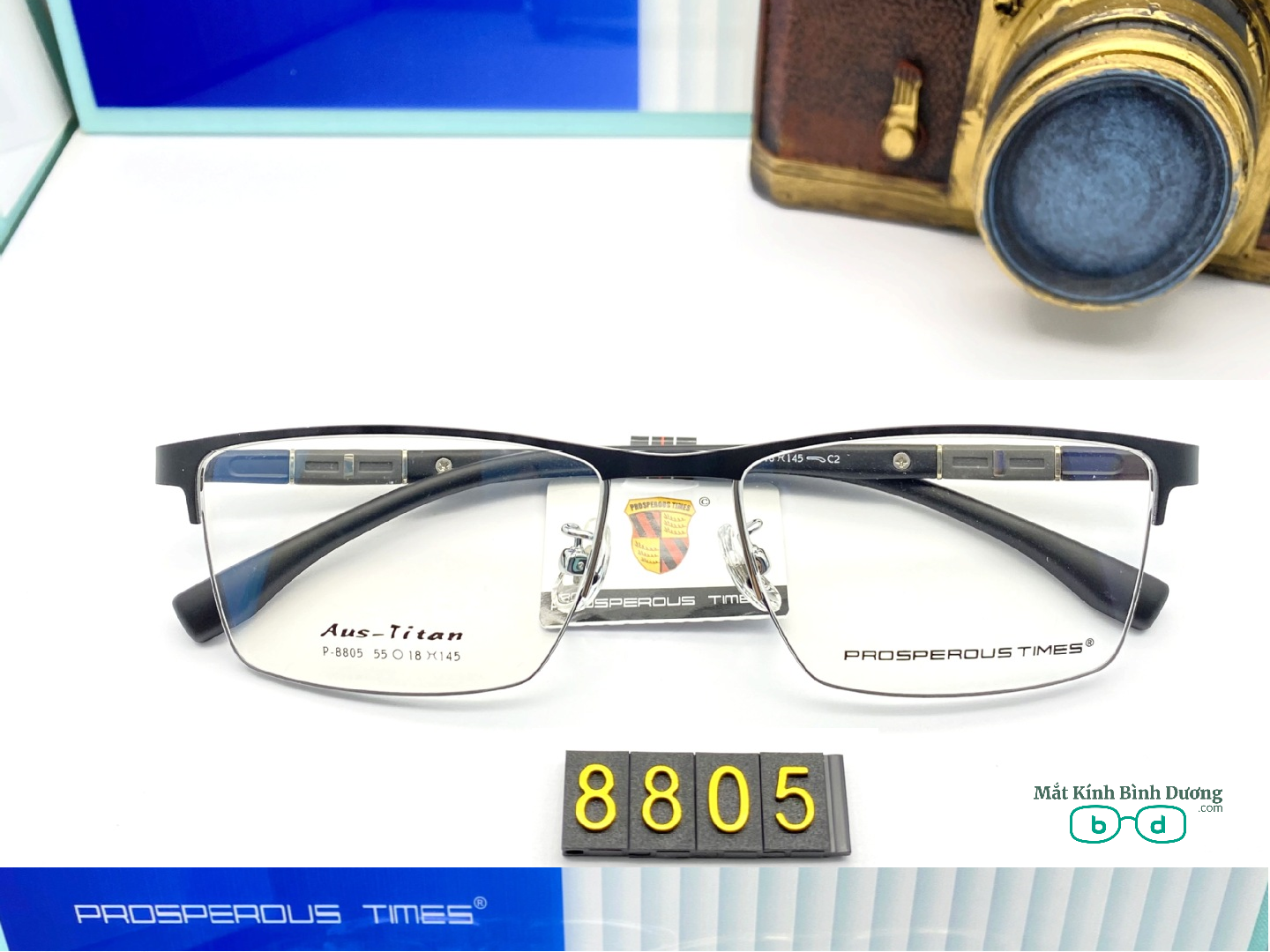 Gọng kính kim loại 8805 dáng vuông càng dẻo