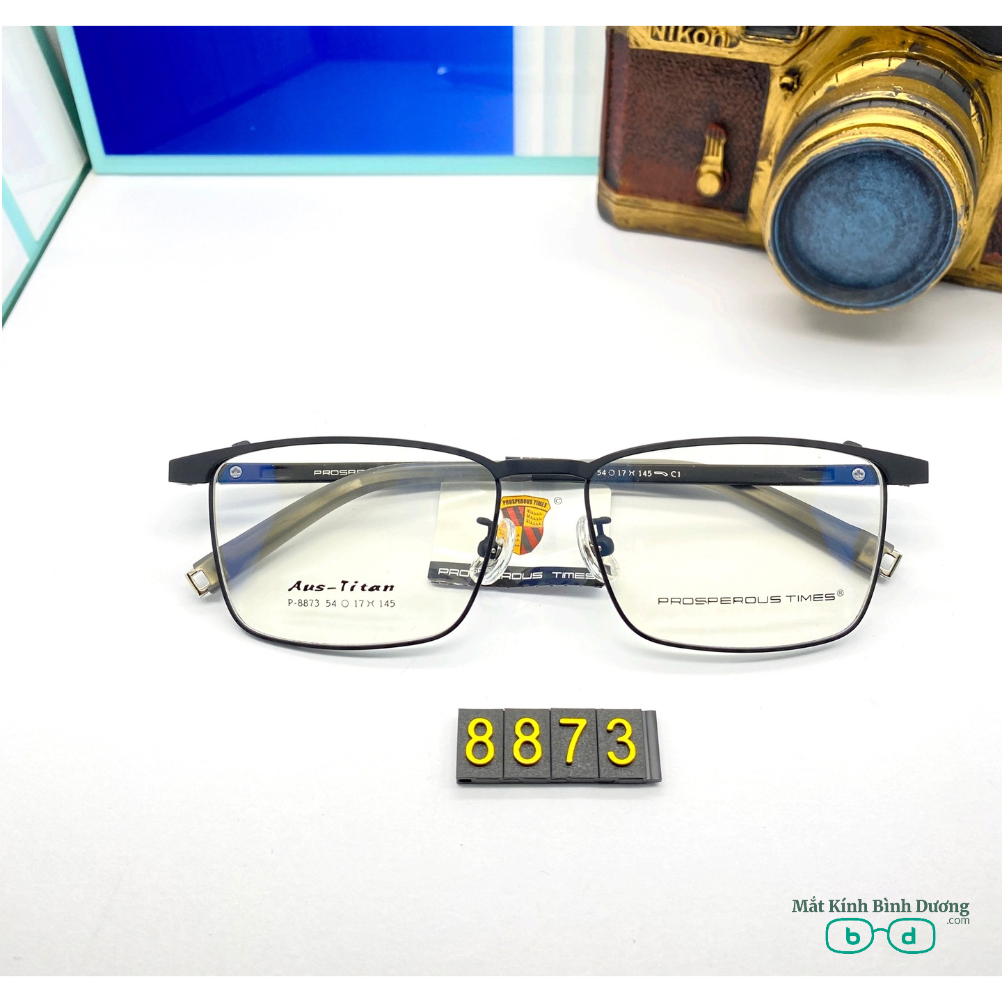 Gọng kính kim loại 8873 dáng vuông càng dẻo