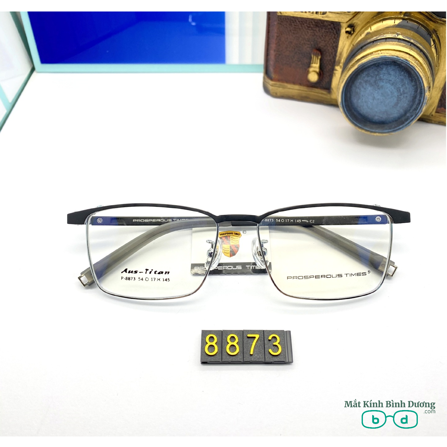 Gọng kính kim loại 8873 dáng vuông càng dẻo