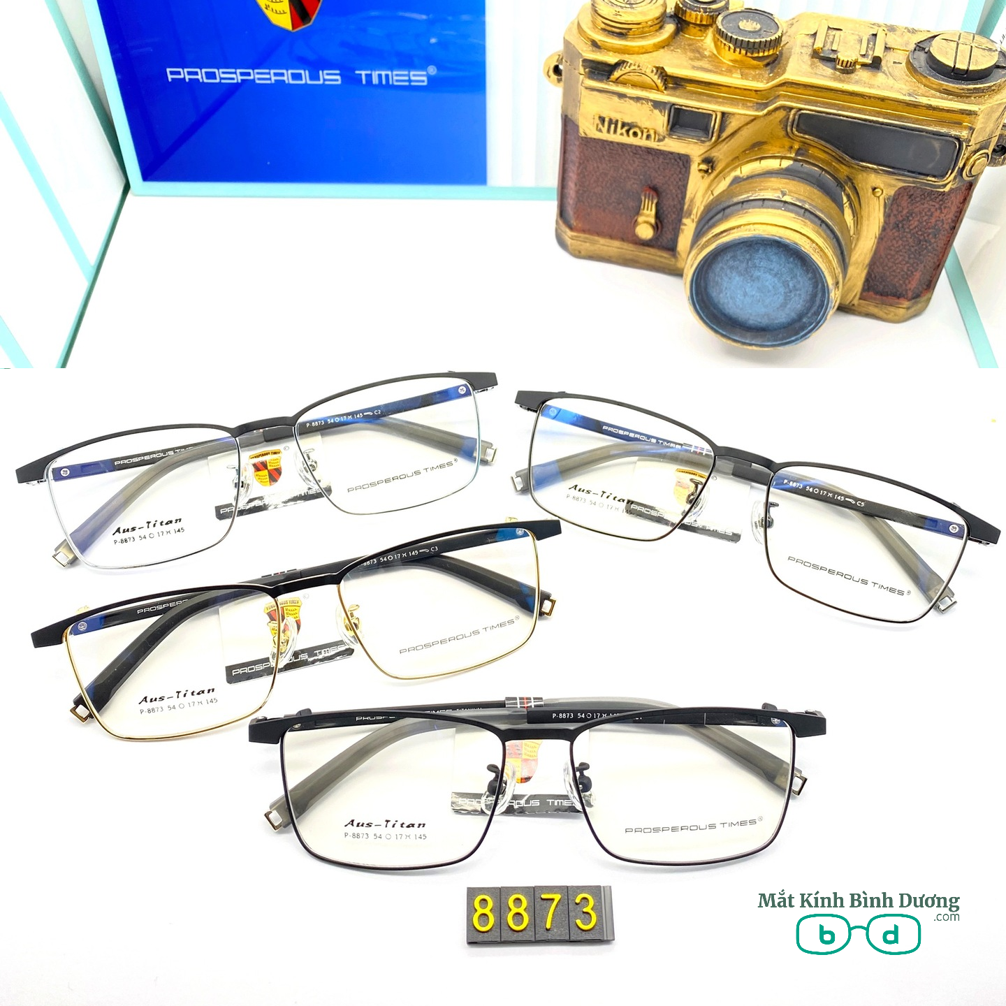 Gọng kính kim loại 8873 dáng vuông càng dẻo