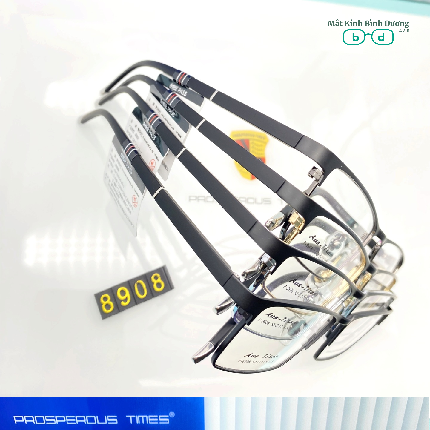 Gọng kính kim loại 8908 dáng vuông càng dẻo