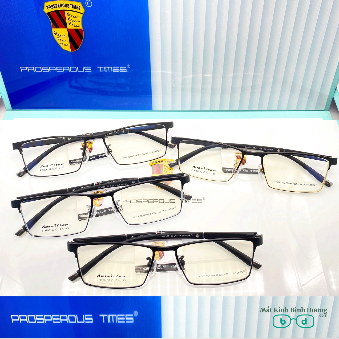 Gọng kính kim loại 8908 dáng vuông càng dẻo