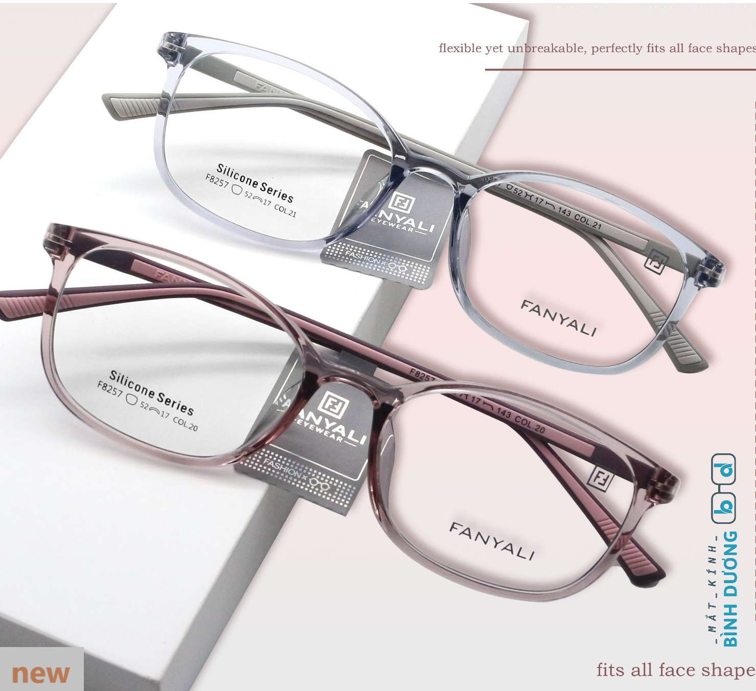 Gọng kính nhựa FANYALI F8257 silicone chống trơn trượt