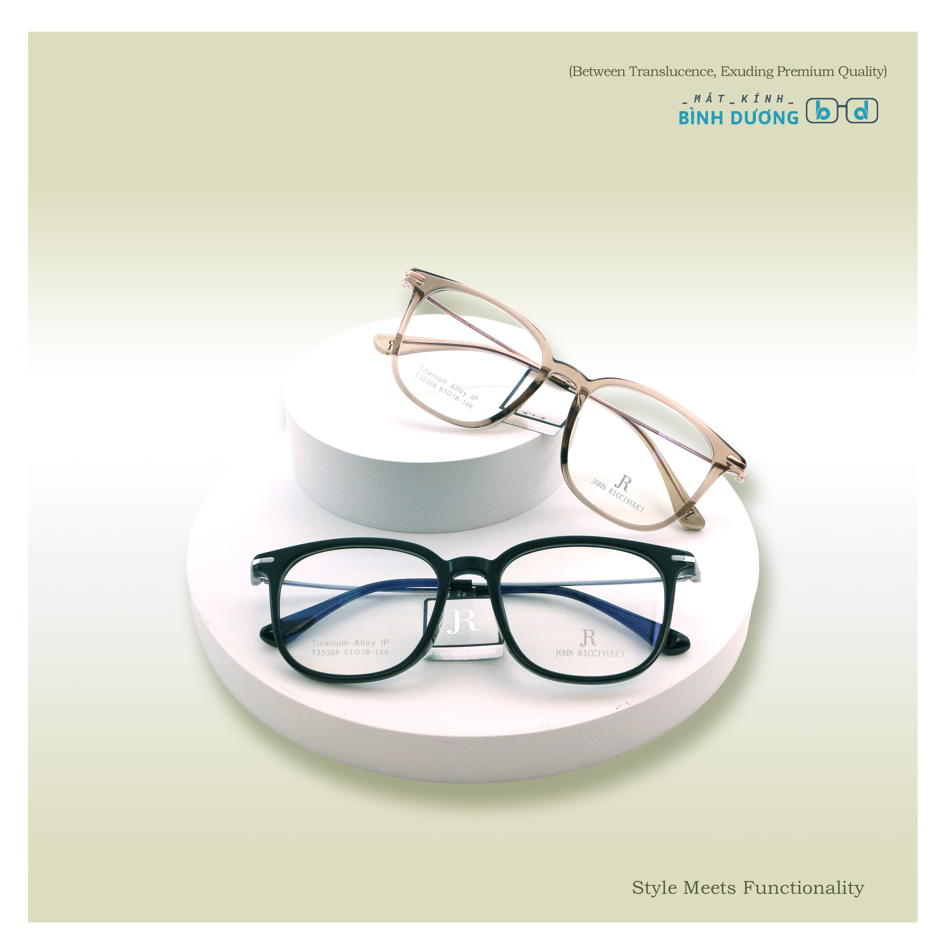 Gọng kính nhựa nhẹ mix titan JR35388