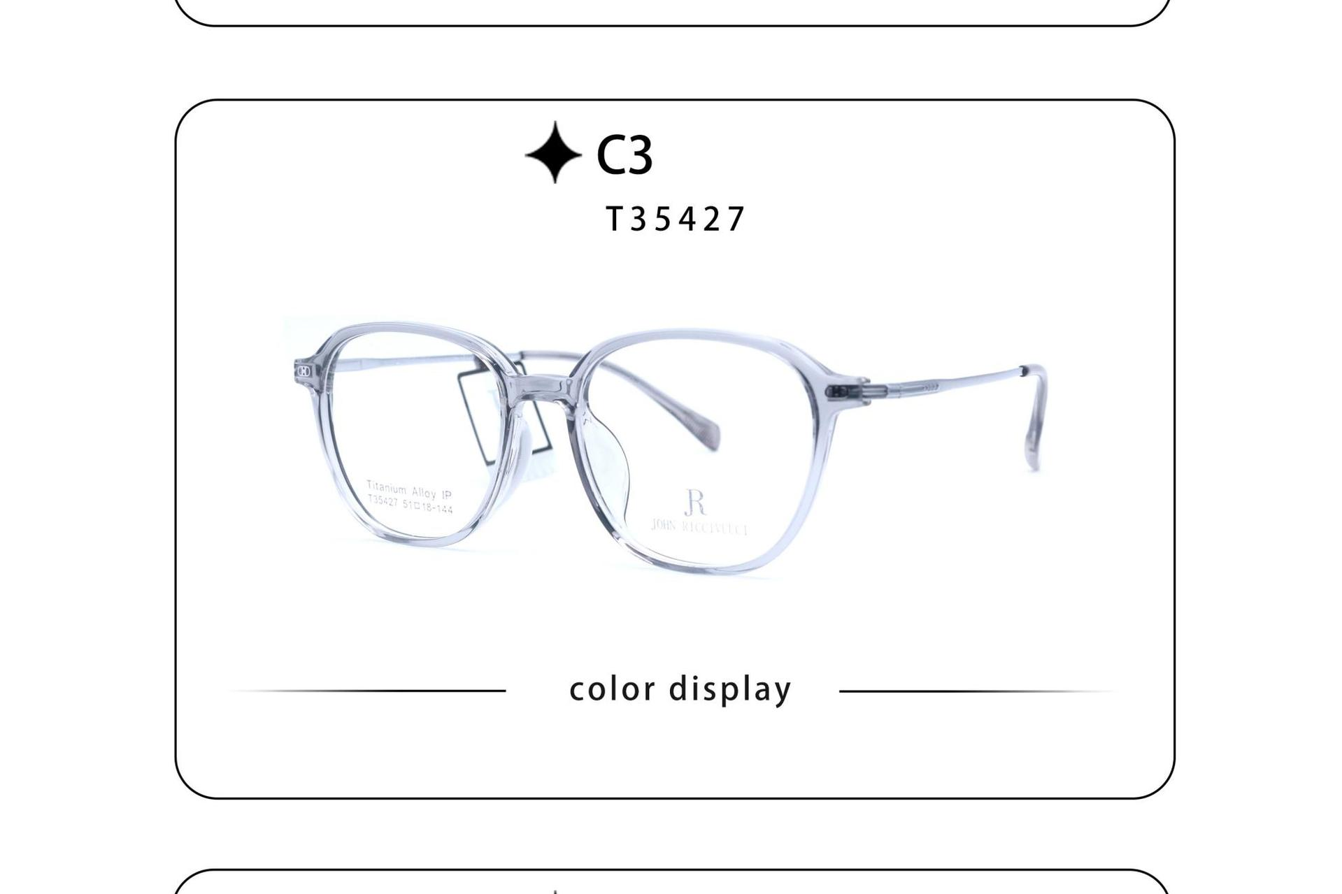Gọng kính nhựa nhẹ mix titan JR35427