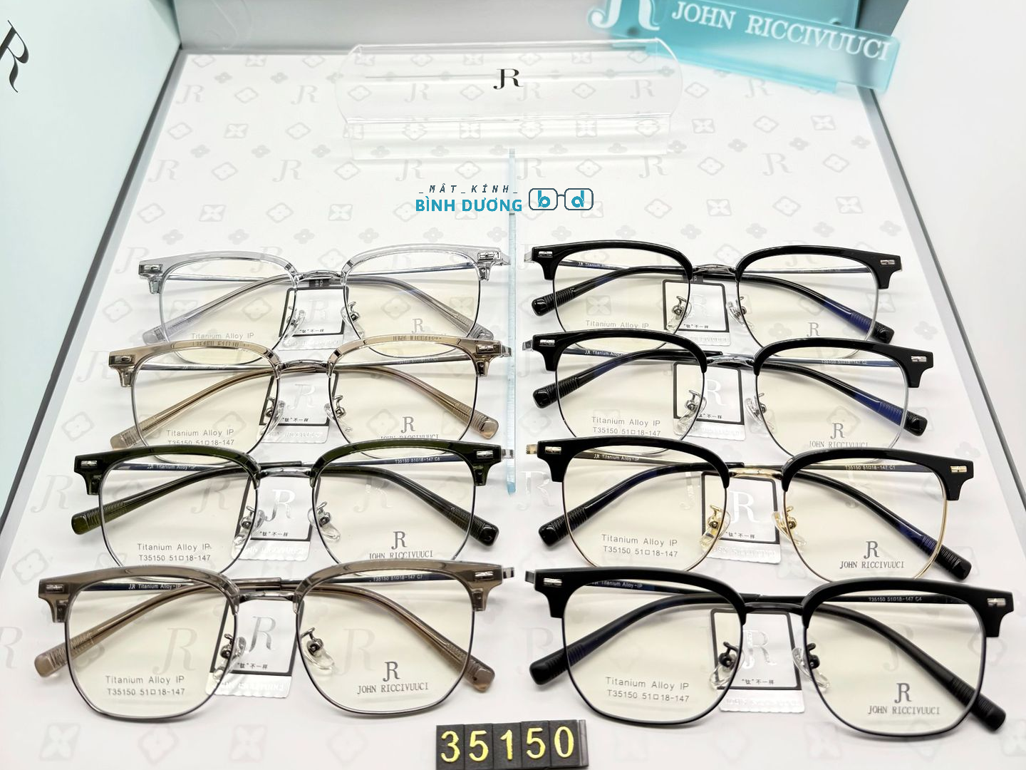 Gọng kính nửa viền JR T35150 trendy càng titan nhẹ