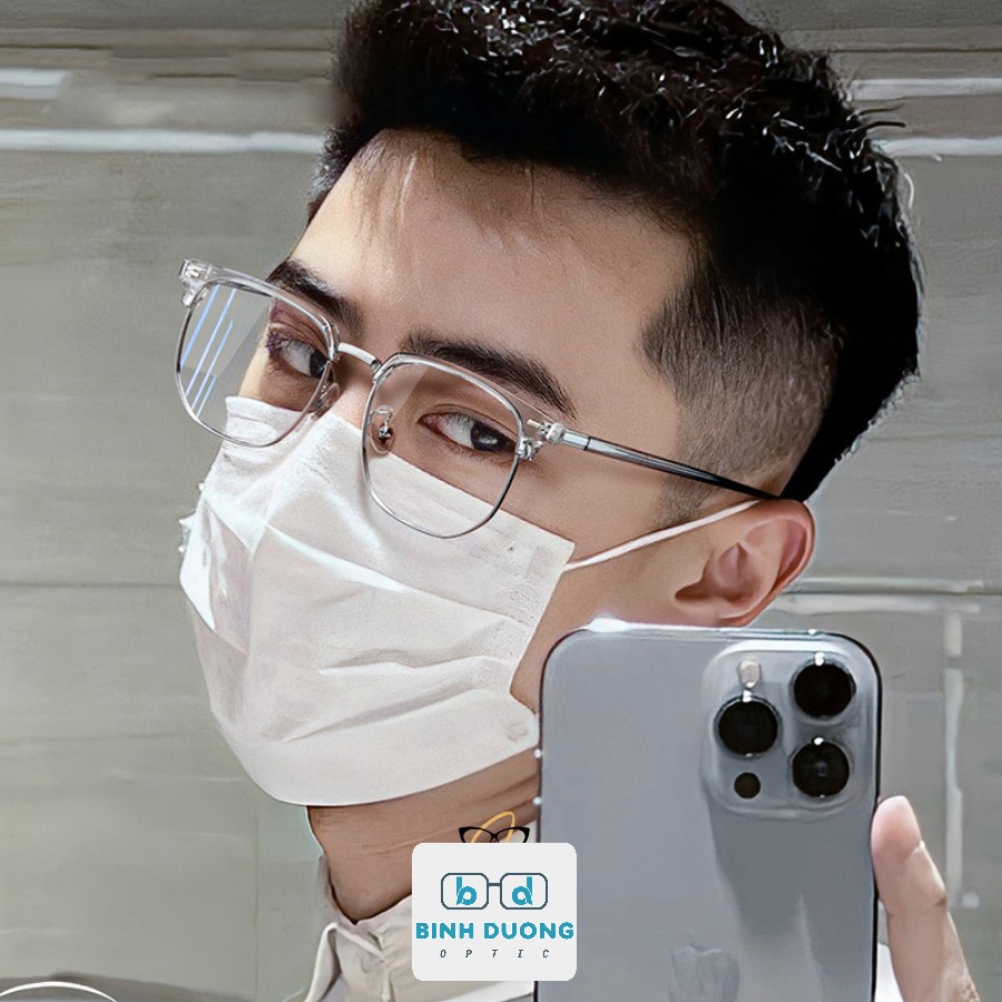 Gọng kính nửa viền JR T35150 trendy càng titan nhẹ