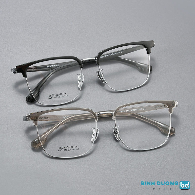 Gọng kính Titan 51010 nửa viền trendy mới