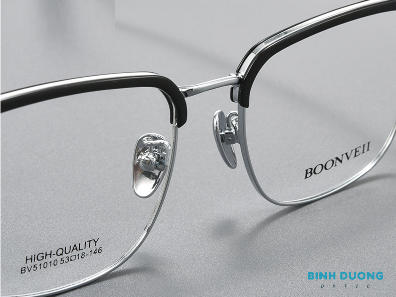 Gọng kính Titan 51010 nửa viền trendy mới