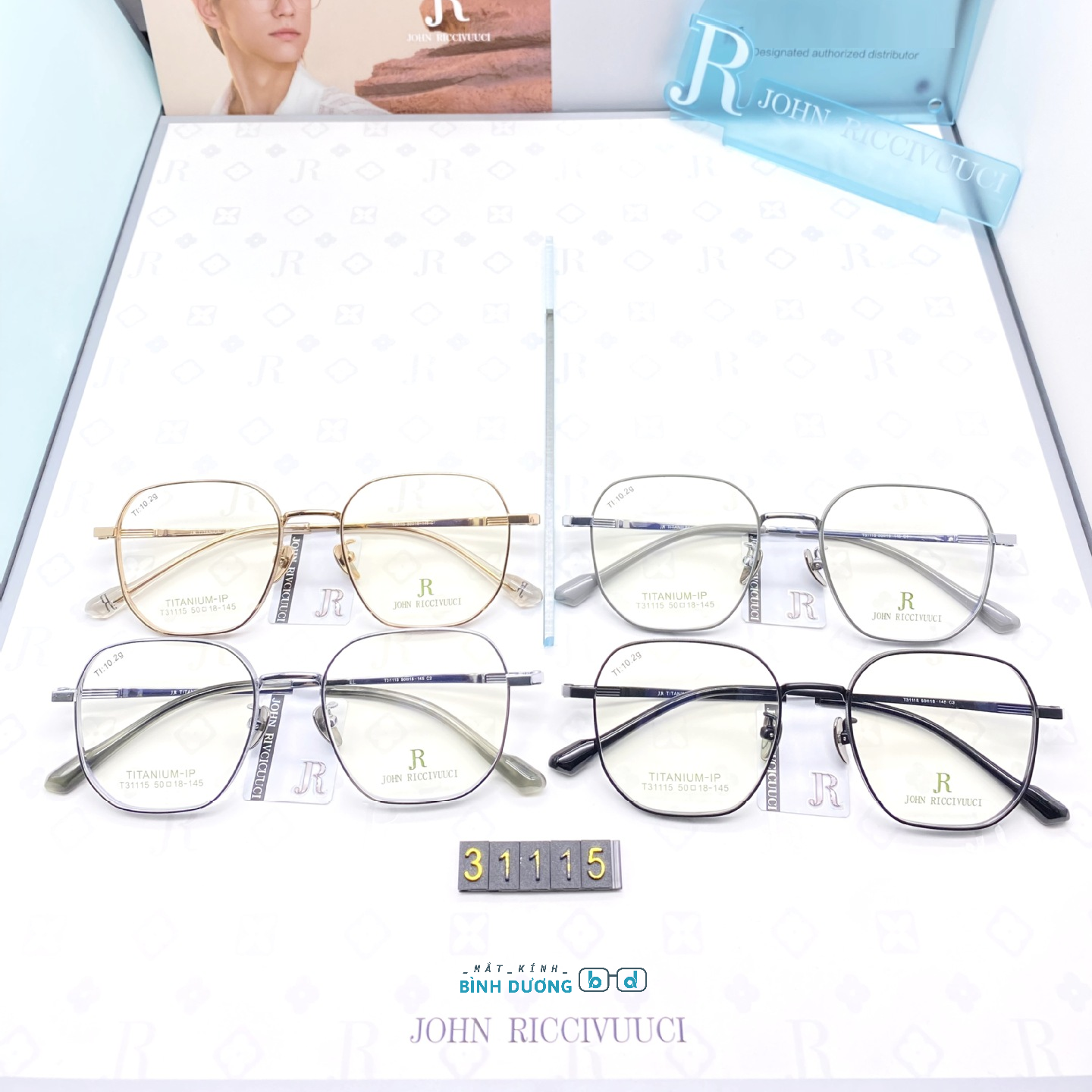Gọng kính titan JR 31115 đa giác mới