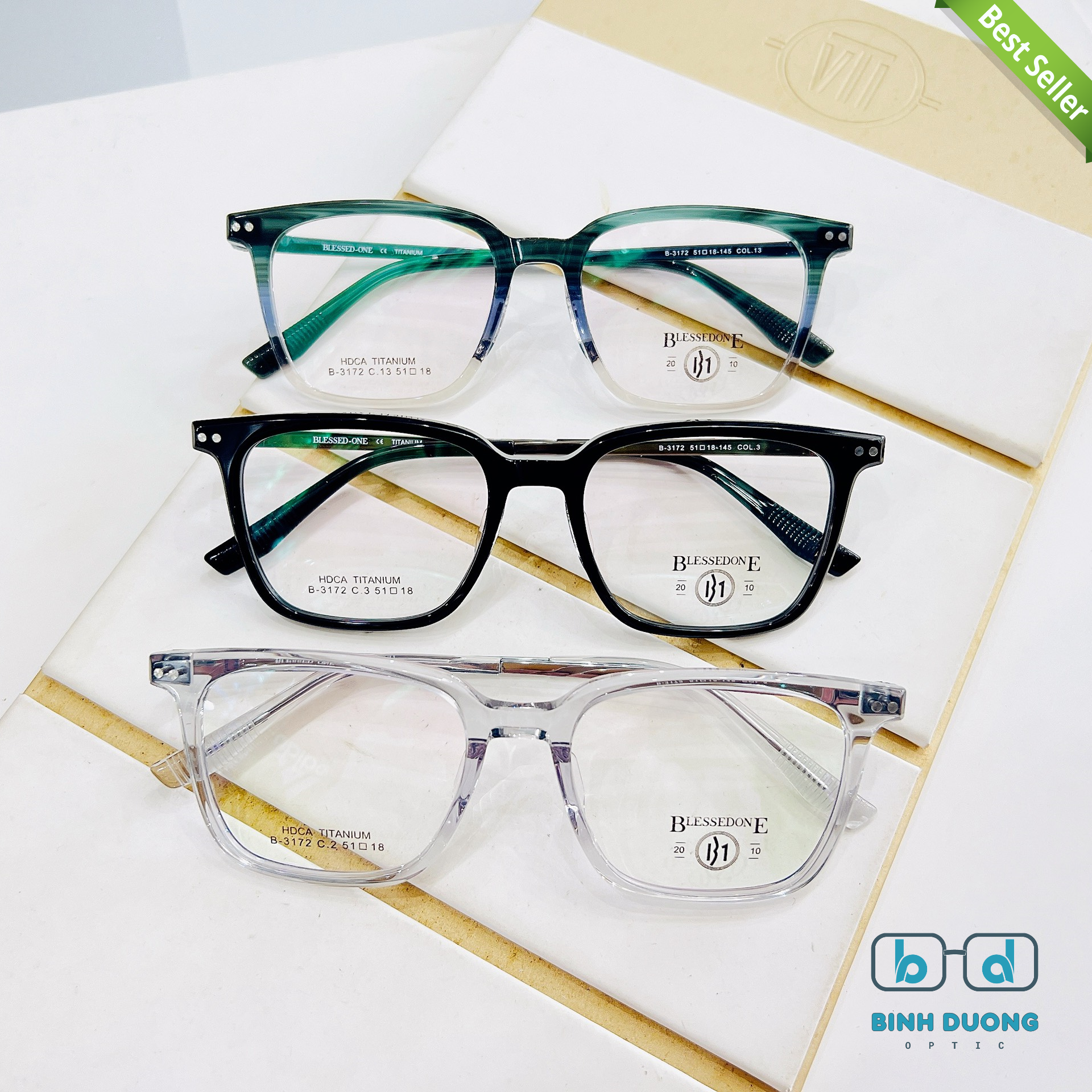 Gọng kính Titan B1 3172 nhựa HD cao cấp