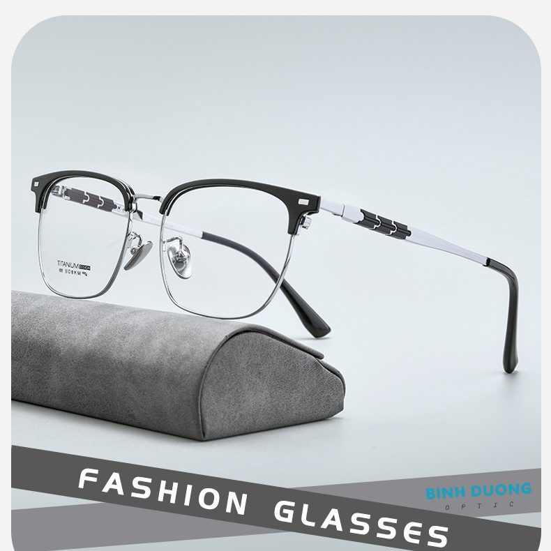 gọng kính titan 9019 nửa viền thời trang
