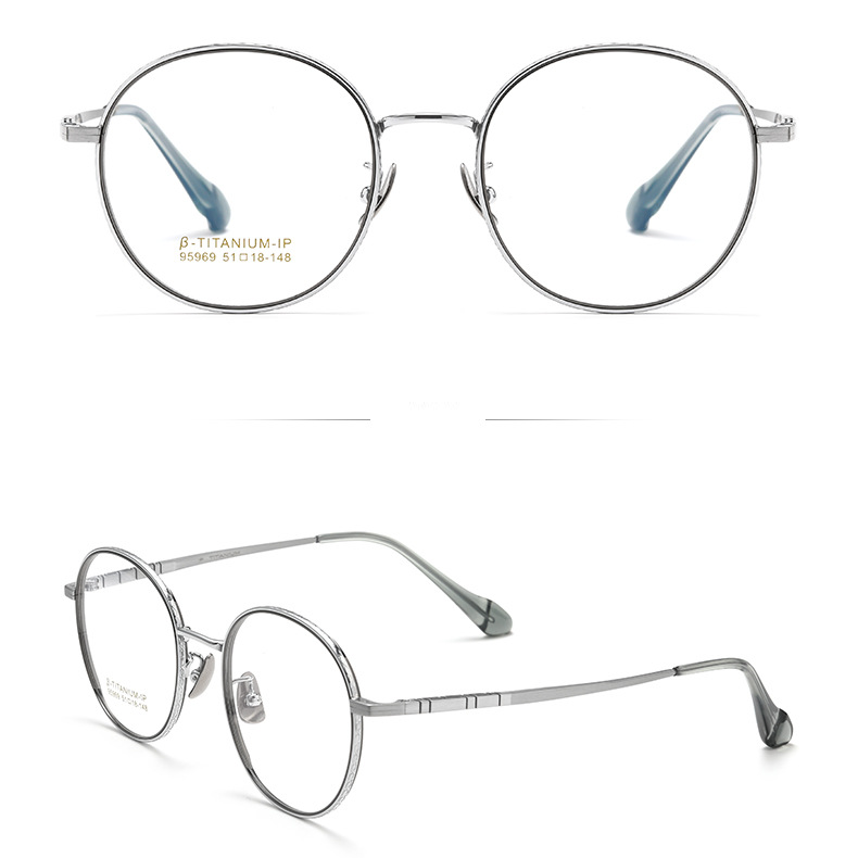 Gọng kính titan 95969 tròn tròn mảnh nhẹ mới