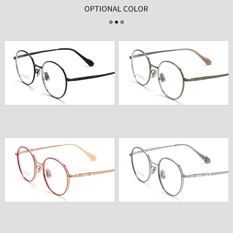 Gọng kính titan 95969 tròn tròn mảnh nhẹ mới