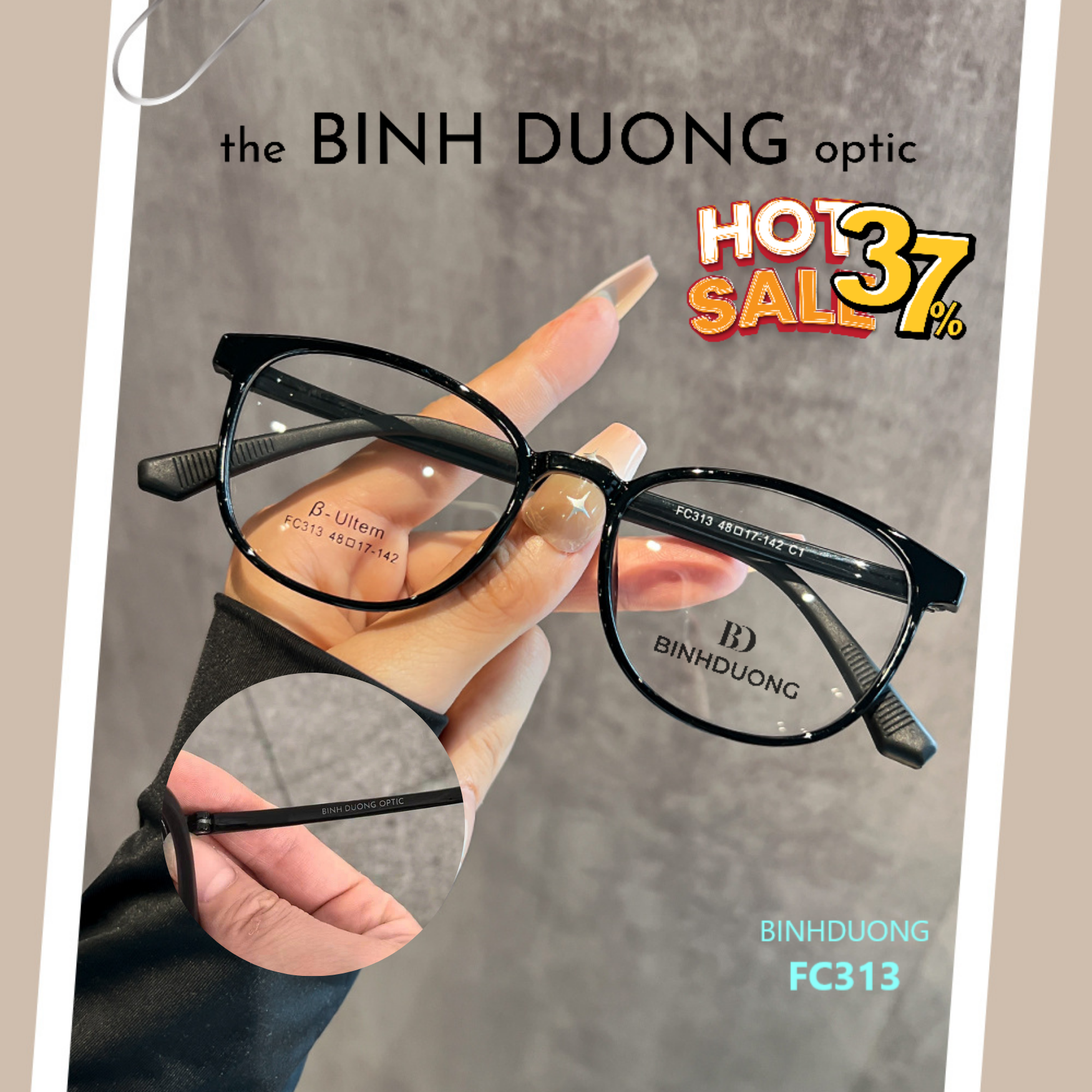 Gọng nhựa dẻo dáng bầu FC313 của Mắt Kính Bình Dương