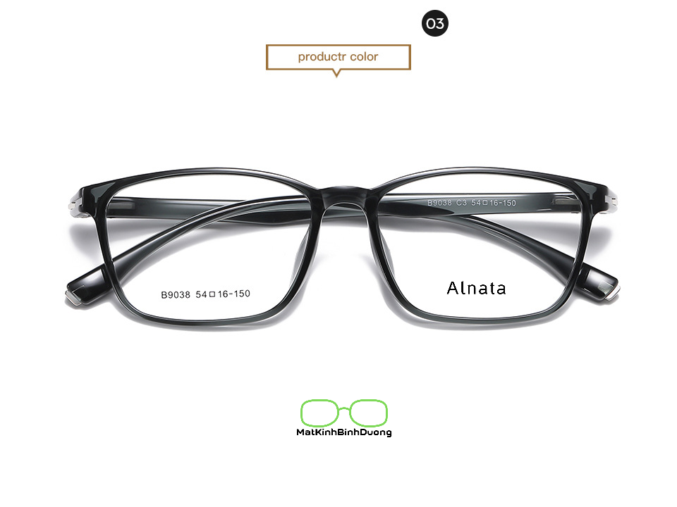 Gọng kính nhựa vuông Alnata B9038 cong ôm