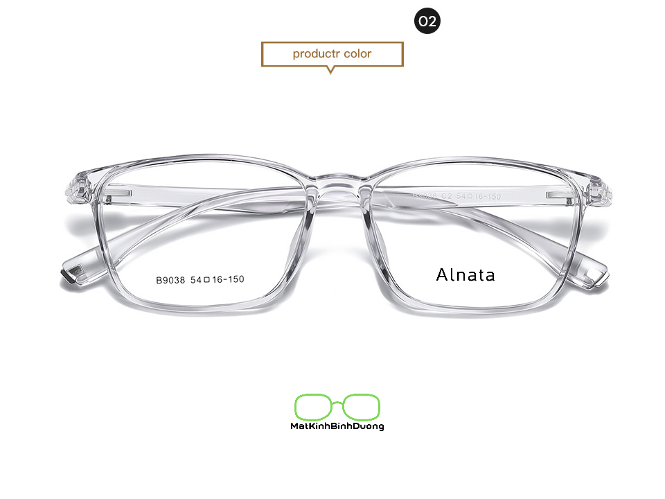 Gọng kính nhựa vuông Alnata B9038 cong ôm