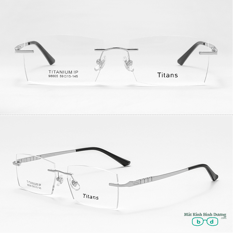 Gọng kính titan không viền 98005 siêu bền nhẹ