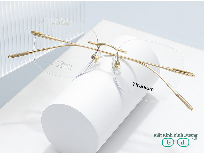 Gọng kính titan không viền PS6043 siêu bền nhẹ