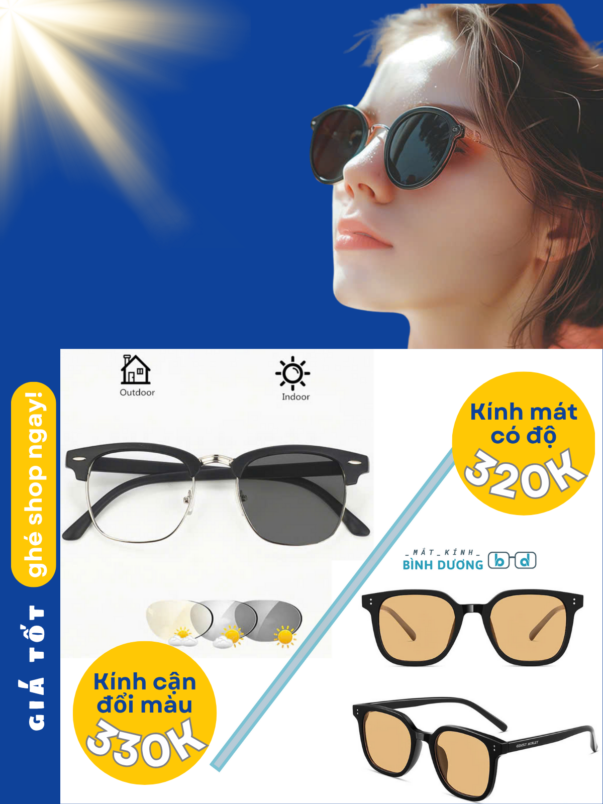 tròng kính đổi màu mắt kính bình dương