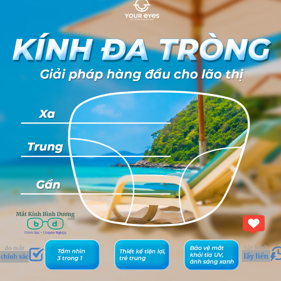 Tròng kính Đa Tròng nhìn xa - nhìn gần - trung gian