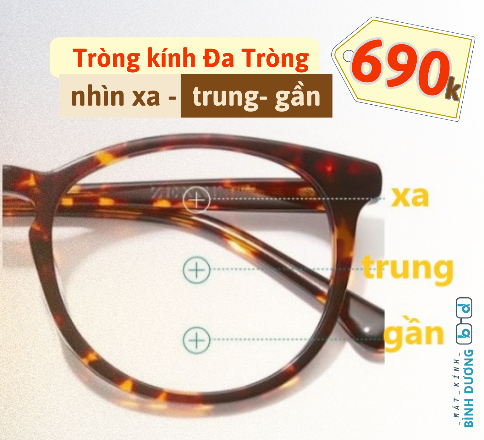 Tròng kính Đa Tròng nhìn xa - nhìn gần - trung gian